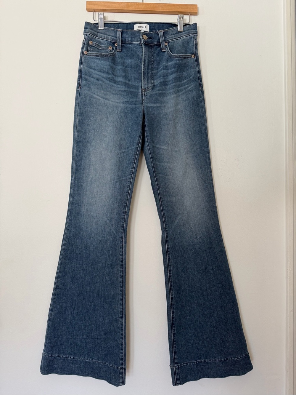Pistola Blue Flare Wide-Leg Jeans